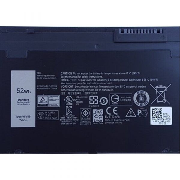Pin VFV59 gắn cho laptop Dell Latitude 12-7000 Series, Latitude E7240, E7250 Series, 451-BBFW, 451-BBFX, GVD76, HJ8KP, NCVF0. Type VFV59 (7.4V-45Wh)